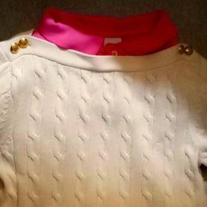 Ralph Lauren white sweater & Lacoste pink top